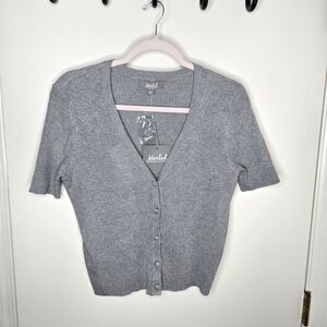 Marled Gray Women's Shortsleeve Cardigan Sweater NWOT Medium